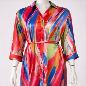 Vibrant Multicolor Button-Down Dress